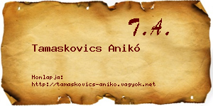 Tamaskovics Anikó névjegykártya